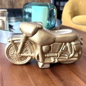 Gold Motorcycle Ceramic Planter